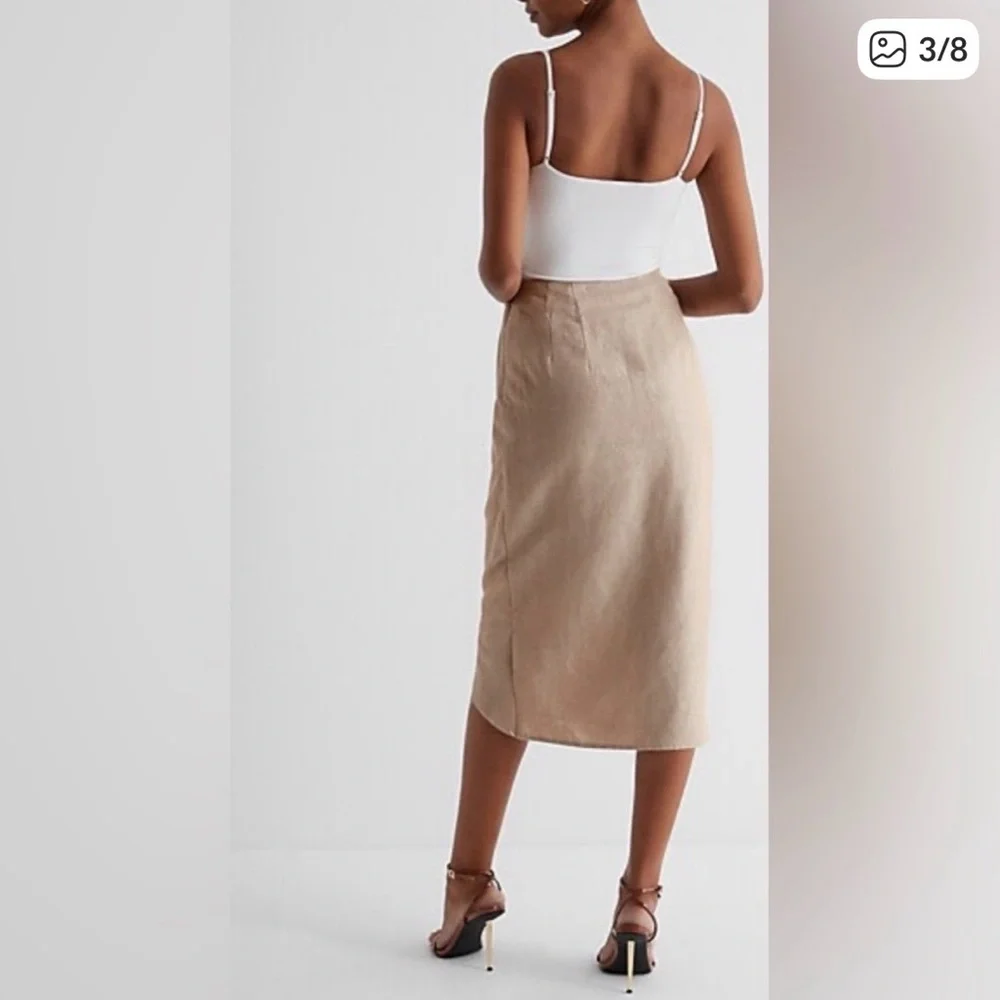 Express Super High Waisted Linen Midi Skirt - Picture 2 of 7